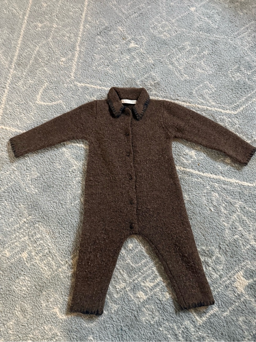 Zara Brown Knit Collared One-Piece Jumpsuit